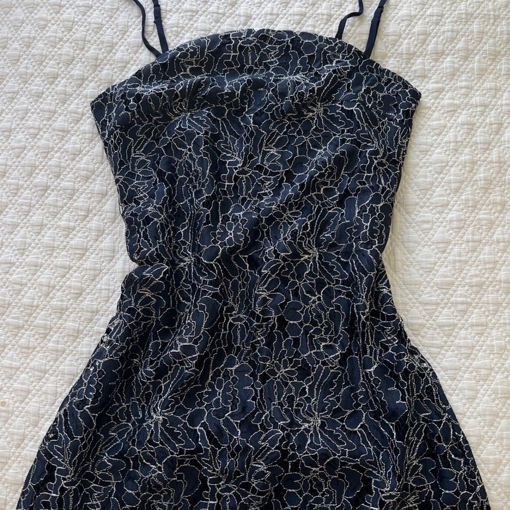 Navy blue and silver slip dress